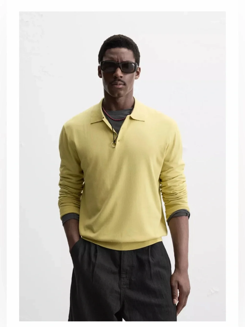 NWT Zara Men's Knit Polo Sweater Lime Green Size XL